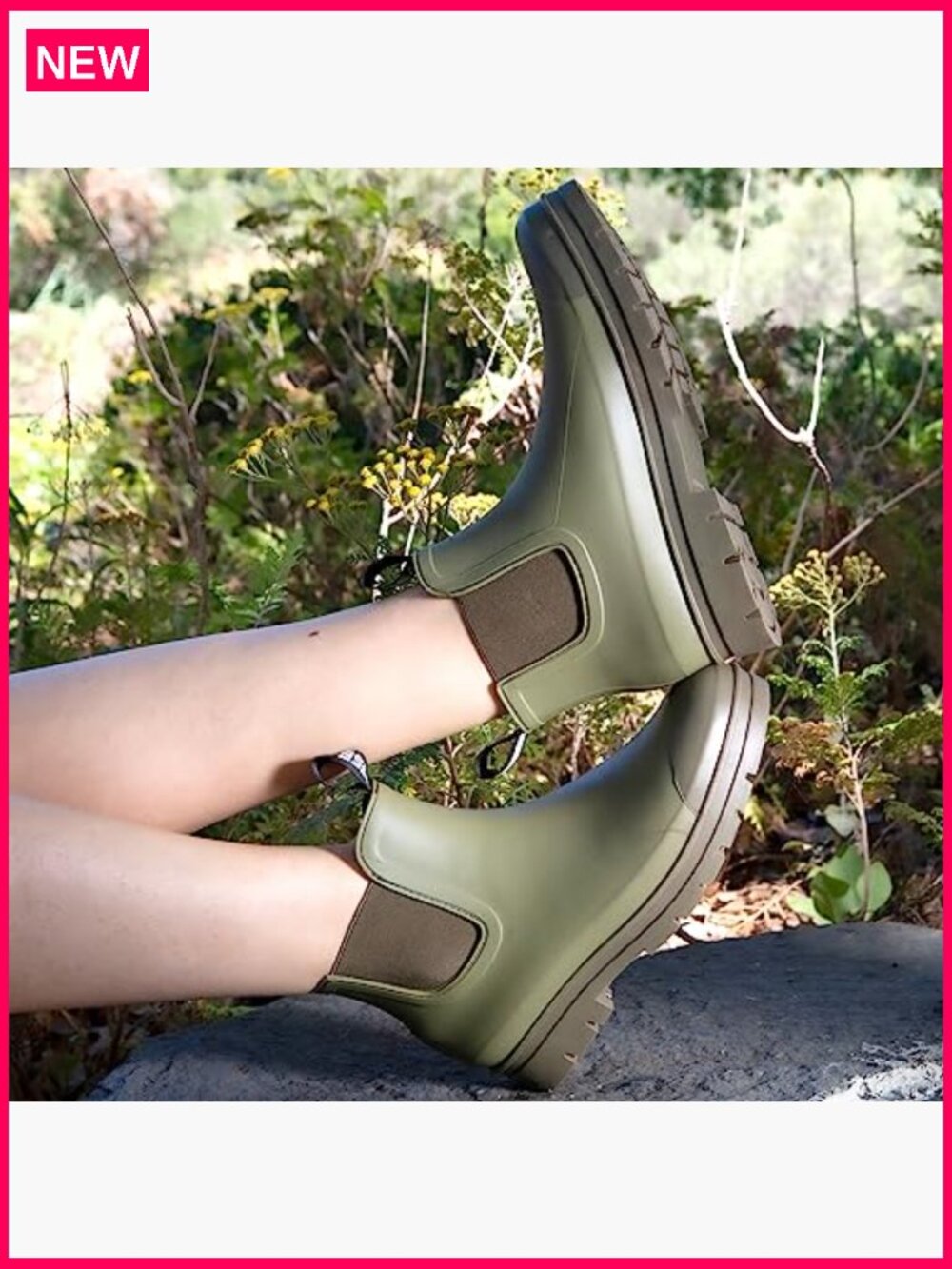 Waterproof Chelsea Rain Boots Ankle Garden Shoes Non Slip Comfort Insole - Picture 3 of 7